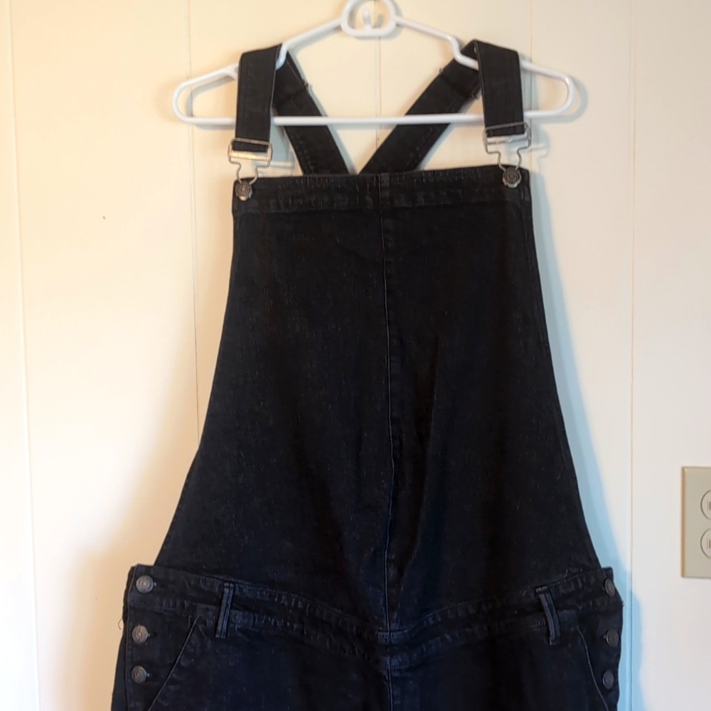 Black denim maternity overalls
